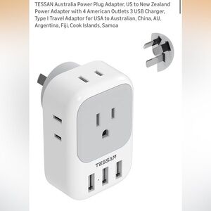 White Travel Power Plug Adapter with 3 USB Ports